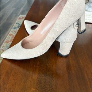 Stuart Weitzman Textured Cream Heels you need these in your life.
